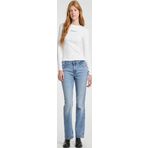 GUESS Kadın Slim Fit Ribbed T-shirt Uzun Kol Beyaz