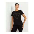 Guess Kadın T-shirt, Bisiklet Yaka, Kısa Kol, Organik Pamuk, Siyah, S Beden