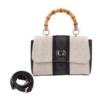 Guess Kerima AG93370 Natural Coallogo Siyah Beyaz Kadın Omuz Çantası