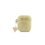 Guess Kılıf Lisanslı Parıltılı Taş Kaplamalı Üçgen Logo Süs Zincirli Gold