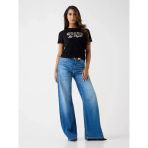Guess Kısa Kollu Bisiklet Yaka Yılan Desenli Yazılı Yapay Elmaslı Kadın Siyah T-Shirt W6yı30k4349-Jblk