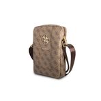 Guess Lisanslı Tablet Çantası Metal Logolu Fermuarlı 8 Inç Çapraz Omuz Askılı Kahverengi