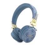 Guess Lisanslı Tasarım Kablosuz Kulak Üstü Kulaklık – Metal Logo Detaylı, PU Deri Ayarlanabilir Kafa Bandı, Yüksek Ses Kalitesi, Uzun Pil Ömrü, Compatible with Tüm Bluetooth Cihazlar (Mavi)