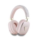 Guess Lisanslı Tasarım PU Deri Desenli Üçgen Logolu Kablosuz Bluetooth Kulak Üstü Kulaklık – Ergonomik Konfor, Yumuşak Pedler, Güçlü Ses, Compatible with iOS & Android Cihazlar (Pink)