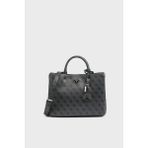 Guess MERIDIAN Logolu Omuz Çantası Poliüretan Malzeme ile Orta Boy 31 x 25 x 11 cm Özellikli - Siyah