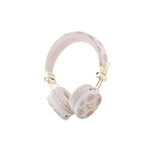 Guess Metal El Yazısı Logolu Kulak Üstü Bluetooth Kulaklık Guess Lisanslı PU Desenli Pembe