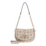 GUESS Omuz çantası askılı çanta Carrie Logo Flap Shoulder Bag Vanilya Logo krem