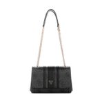 GUESS Omuz çantası çapraz vücut çantası Noelle II Cabrio Xbody Flap Çanta Kömür Logosu koyu gri