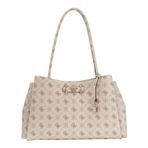 GUESS Omuz Çantası Carrie Logo Girlfriend Carryall Vanilya Logosu Krem