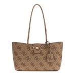 GUESS Omuz çantası Shopper Janie Logo Girlfriend Carryall Latte Logo kahverengi