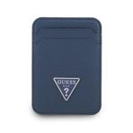 Guess Orjinal Lisanslı Deri Magnetik Kartlık 2 Hazneli Üçgen Logolu Mavi