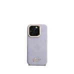 Guess Peony iPhone 15 Pro Max Logolu Kamera Standlı Deri Magsafe Uyumlu Mor Telefon Kılıfı