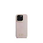 Guess Peony iPhone 16 Pro Logolu Kamera Standlı Deri Magsafe Uyumlu Pembe Telefon Kılıfı