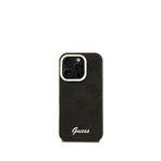 Guess Peony iPhone 16 Pro Logolu Kamera Standlı Pu Deri Magsafe Uyumlu Siyah Telefon Kılıfı