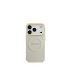 Guess Peony Serisi iPhone 17 Pro Baskılı Logolu Magsafe Uyumlu Bej Telefon Kılıfı