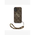 Guess PU Deri Bilek Askı İpli Metal Büyük 4G ve Yazı Logolu iPhone 16 Kılıf