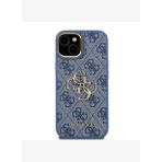Guess PU Deri Kamera Standlı Metal Büyük 4G ve Yazı Logolu iPhone 15 Kılıf