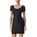 Guess Rhinestones Yün Karışımlı Taşlı Fitted Fit Mini Boy Elbise W6RK92Z3JD2 Bayan ELBİSE W6RK92 Z3JD2 JBLK