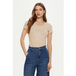 Guess Ss Cn Shıny Trıangle Tee Kadın Bej T-shirt W5rı11j1314-a90f
