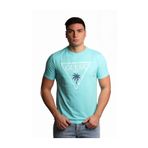 Guess Ss Cn Trıangle Palm Tee Erkek Mavi T-shirt F5gı00j1314-a73b