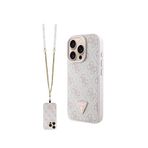 Guess Strass iPhone 16 Pro Pembe Uyumlu Telefon Kılıfı