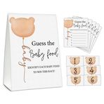 Guess the Baby Food Parti Oyunları, Baby Shower Oyun Seti, 1 Ayakta İşaret + 25 Cevap Kartı + 6 Numara Kartı, Boz Ayı Cinsiyet Gösterimi Parti Dekorasyon Malzemeleri -B01