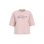 Guess V5RI12I3Z14G6F4 GUESS SIGNATURE TEE Krem Yuvarlak Yaka Box Fit Desenli Kadın T-Shirt