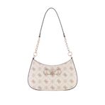 GUESS Vanilya Baskılı Fermuar Carrie Logo Üst Zip Omuz Çantası