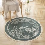GueTTO Bohem El Dokuma Yuvarlak Halı, Pamuklu Çiçek ve Harf Desenleri Püsküllü, Oturma Odası Mutfak Oturma Odası ve Ev Dekorasyonu için Zarif Halı, L, 120 cm/3,9 ft