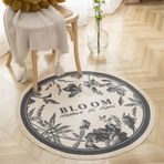 GueTTO Boho püsküllü pamuklu yuvarlak halı, el dokuması halı, retro motifli, yatak odası, mutfak, yemek odası ve ev girişi için, K, 150 cm/4,9 ft