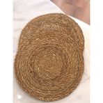 Guezia 2'li Hasır Supla | Örgü Amerikan Servis | 35 cm Çap Supla | 2'li Supla - 35 x 35 cm - Bej