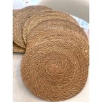 Guezia 6'lı Hasır Supla | Örgü Amerikan Servis | 35 cm Çap Supla | 6'lı Supla - 35 x 35 cm - Bej