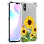 Gufuwo Redmi 9A M2006C3LG/Redmi 9i M2006C3LII için Tasarlanmış Şeffaf İnce Kılıf, Darbe Emici Çiçek Esnek Yumuşak TPU Kauçuk Koruyucu Kılıf Xiaomi Redmi 9A için (Ayçiçeği)