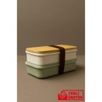 Gugga Terra - 2 Katlı Bambu Kapaklı Lunchbox Yemek Saklama Kabı Beslenme Kutusu 750 ml - Yeşil