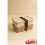 Gugga Terra - 2 Katlı Lunchbox Kuşaklı Yemek Saklama Kabı Beslenme Kutusu 750 ml - Toprak