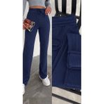 Gugus Kadın Bol Paça Içi Polarlı Fitilli Pantolon Içi Wide Leg Eşofman Altı Füme - XL - Lacivert
