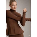 Gugus Kadın Light Warm Running Volanlı Fermuarlı Yüksek Yaka Spor Ceket – Esnek Activewear - XL - Kahve