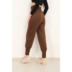 Gugus Kadın Scuba Dalgıç Beli Korseli Paça Pile Detaylı Eşofman - 01-Kahverengi - XL