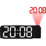 Gui Xulian Gui Xulian 180° Dönüşlü Projeksiyon Çalar Saat 12/24H LED Dijital Saat USB Şarjlı Tavan Projektörü Çalar Saat (Beyaz) (Yurt Dışından)