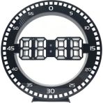 Gui Xulian Oturma Odası Duvar Saati 3D LED Taşınabilir Duvar Saati Elektronik Saat Atlama Saniye ile Taşınabilir Ekran, Siyah Beyaz (Yurt Dışından)