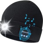 Gui Xulian Silhouette Bere Şapka Unisex Bere Yumuşak Siyah Örme Şapka LED Işık ile Kablosuz Bluetooth Akıllı Kap Kulaklık Kulaklık (Yurt Dışından)