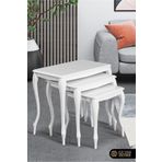 Guiss Home LEON Beyaz Lake 3’lü Gürgen Lükens Ayak Mdflam Tabla Zigon Sehpa