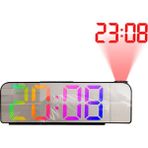 Guitar 180° Dönüşlü Projeksiyon Çalar Saat 1224H LED Dijital Saat USB Şarjlı Tavan Projektörü Çalar Saat (Çok Renkli F) (Yurt Dışından)