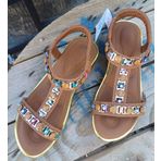 Guja 24Y121-2 Taba Kadın Dolgu Taban Taşlı Sandalet