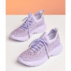 Guja 24Y320 Mor Kadın Esnek Tabanlı Taşlı Triko Sneaker Spor Ayakkabı