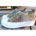 Guja 24Y384 Bej Kadın Monogram Desen Sneaker Spor Ayakkabı