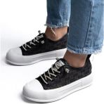 Guja 24Y384 Siyah Kadın Monogram Desen Sneaker Spor Ayakkabı