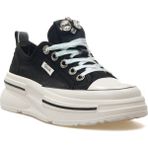 Guja 25Y389 Kadın Dili Taşlı Sim Bağ Kalın Taban Sneaker (Siyah)
