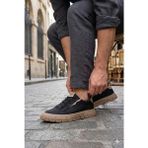 Guja 26Y518 Rahat Desenli Kauçuk Taban Tekstil Lastik Bağcıklı Sneaker Erkek Ayakkabı - Siyah
