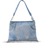 Guja C1094 Kadın Taşlı Premium Denim Omuz Çantası Mavi - std